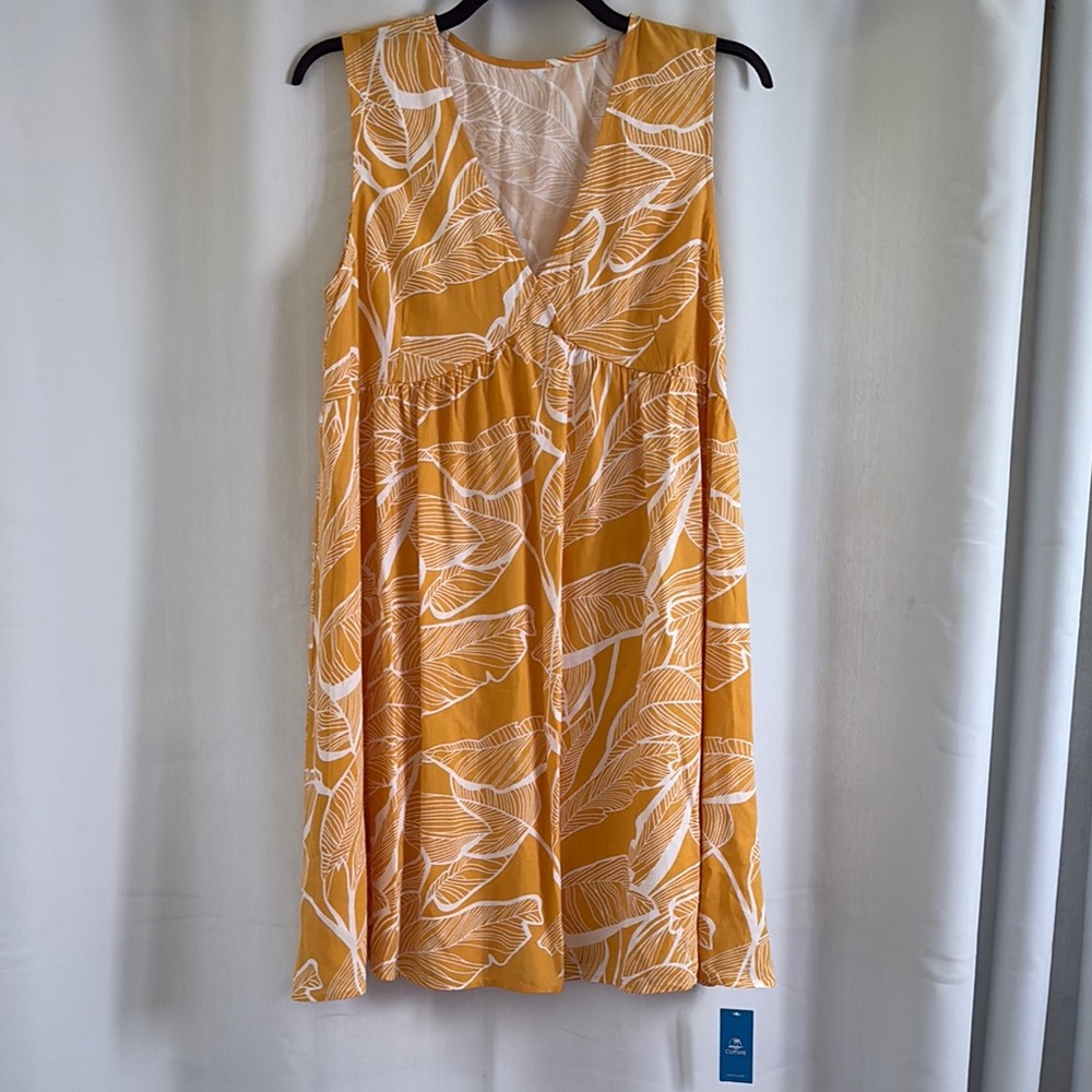 NWT Cupshe Yellow and White Leaf Print Dress